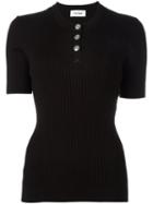 Courrèges Ribbed Knit T-shirt, Women's, Size: 4, Black, Cotton/cashmere