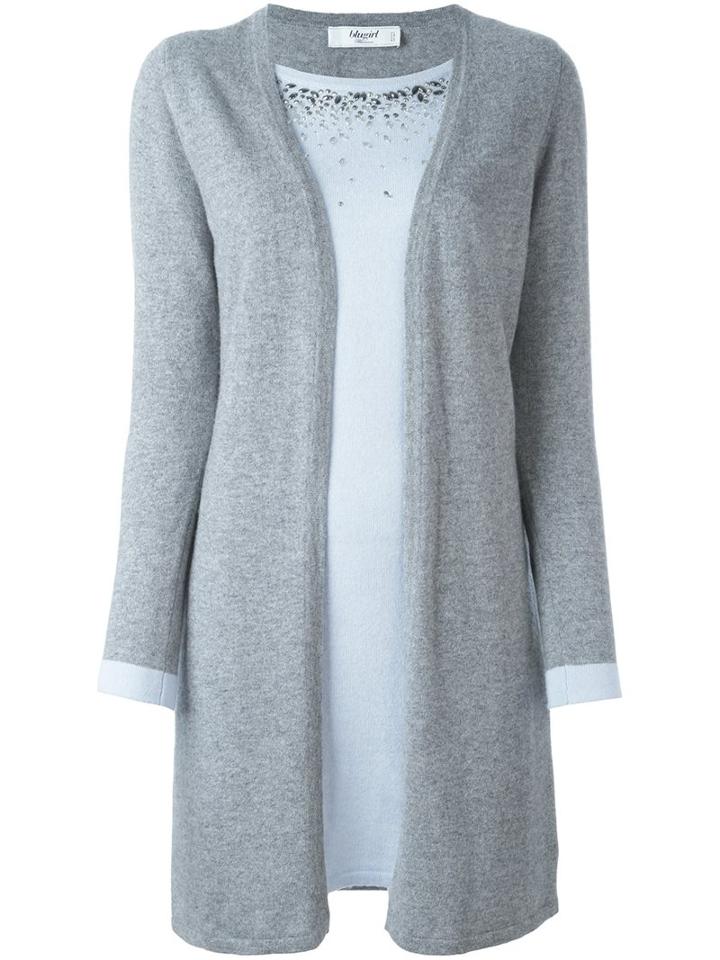 Blugirl Layered Embellished Cardigan, Women's, Size: 42, Grey, Polyamide/viscose/cashmere/wool