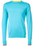 Sun 68 Cuff And Neck Trim Detail 'giro' Jumper, Men's, Size: Small, Blue, Cotton
