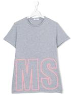 Msgm Kids Logo Print T-shirt, Girl's, Size: 14 Yrs, Grey