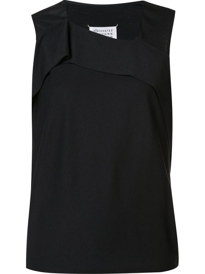 Maison Margiela Drape Panel Vest, Women's, Size: 44, Black, Silk/wool
