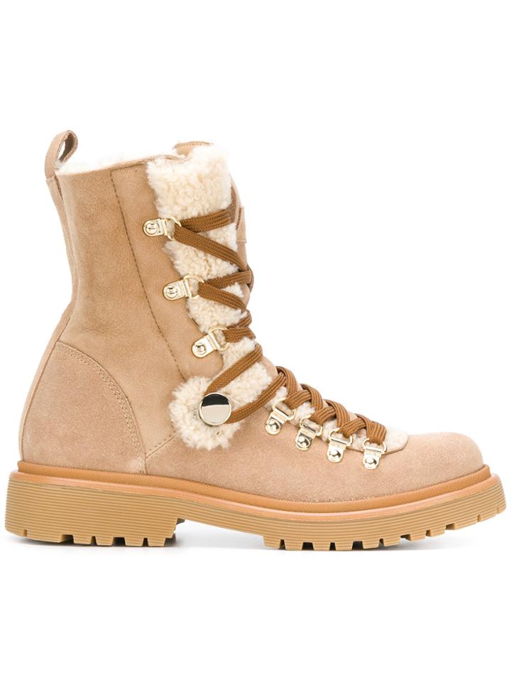 Moncler Shearling Lined Hiking-boots - Nude & Neutrals