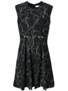 Carven Button Detail Printed Dress - Black