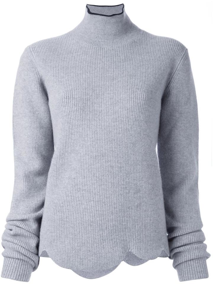 Marni Scalloped Turtleneck Jumper, Women's, Size: 46, Grey, Nylon/spandex/elastane/angora/virgin Wool