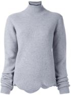 Marni Scalloped Turtleneck Jumper, Women's, Size: 46, Grey, Nylon/spandex/elastane/angora/virgin Wool