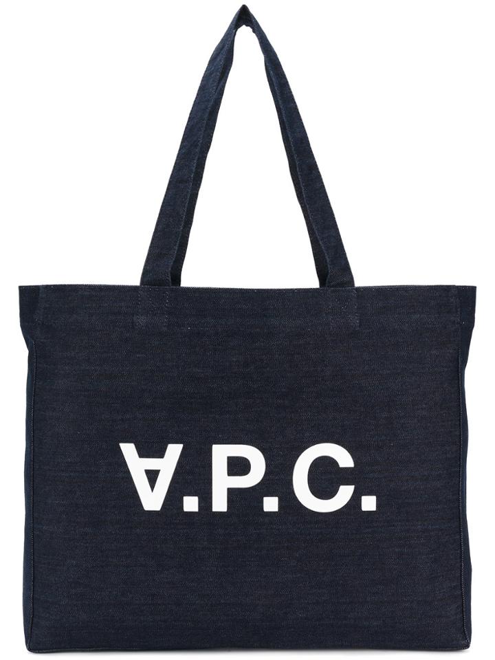 A.p.c. Logo Print Tote - Blue