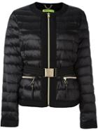 Versace Jeans Cropped Puffer Jacket, Women's, Size: 46, Black, Feather Down/polyamide/polyester