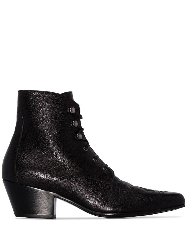 Saint Laurent Susan Lace-up Ankle Boot - Black