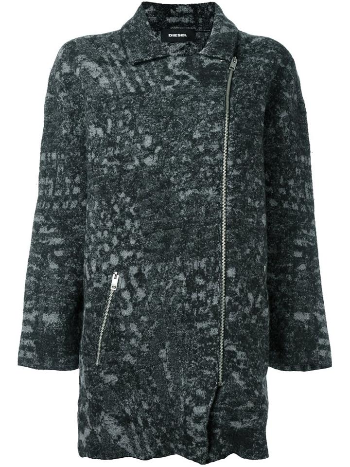 Diesel Zipped Coat, Women's, Size: Xs, Black, Cotton/wool