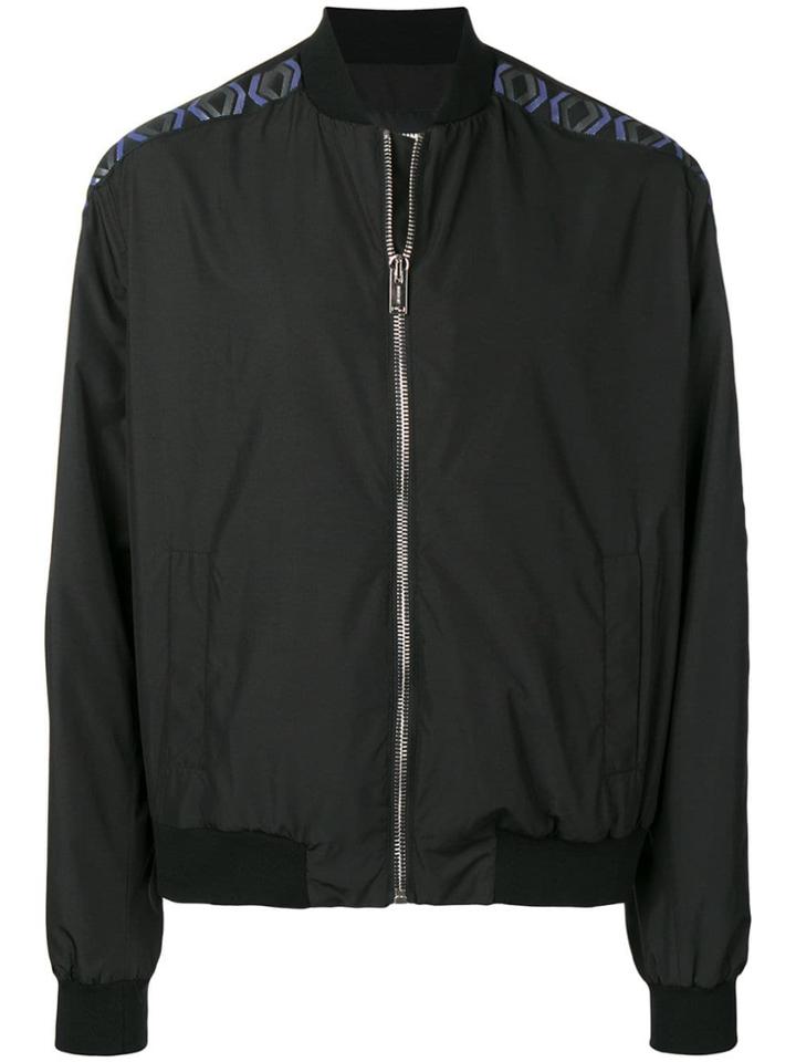 Les Hommes Printed Logo Bomber Jacket - Black
