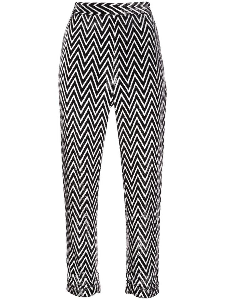 Balmain Chevron Cropped Trousers - Black