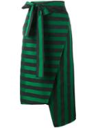Rochas Stripe Asymmetric Skirt, Women's, Size: 40, Green, Cotton/polyester