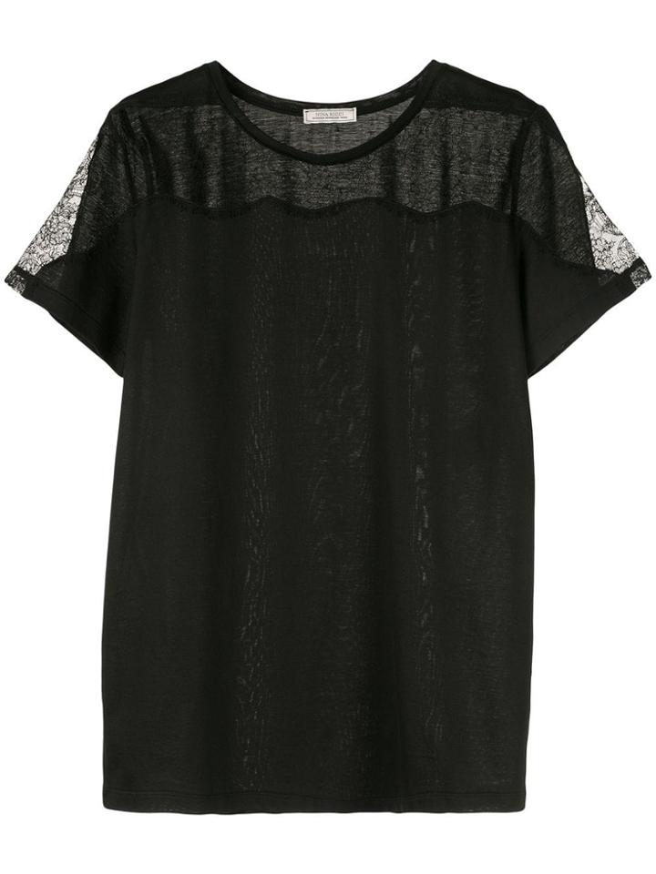Nina Ricci Lace Panelled T-shirt - Black