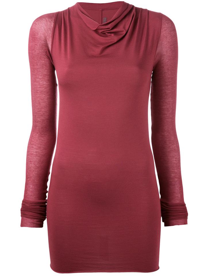 Rick Owens Lilies Draped Neck Longsleeved T-shirt, Women's, Size: 42, Red, Cotton/polyamide/viscose