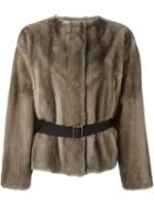Inès & Maréchal Belted Jacket, Women's, Size: 38, Brown, Mink Fur/acetate/silk