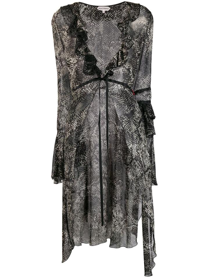 Giacobino Snakeskin Print Kimono - Black