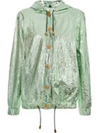 Fausto Puglisi - Metallic Hooded Jacket - Women - Polyethylene - 42, Women's, Green, Polyethylene