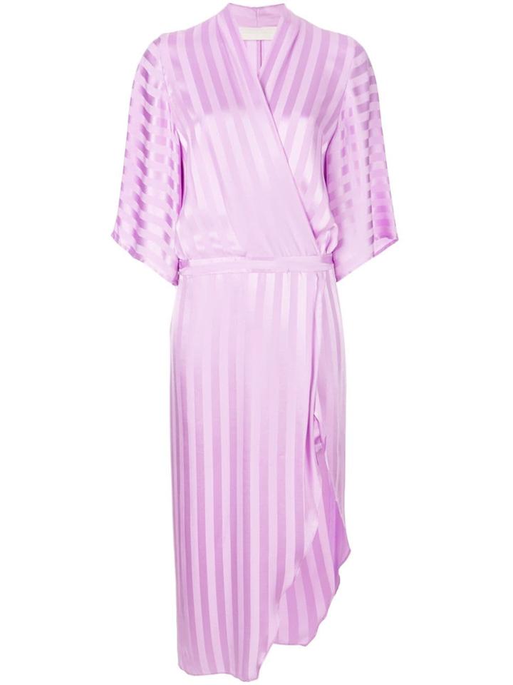 Michelle Mason Striped Wrap Dress - Purple