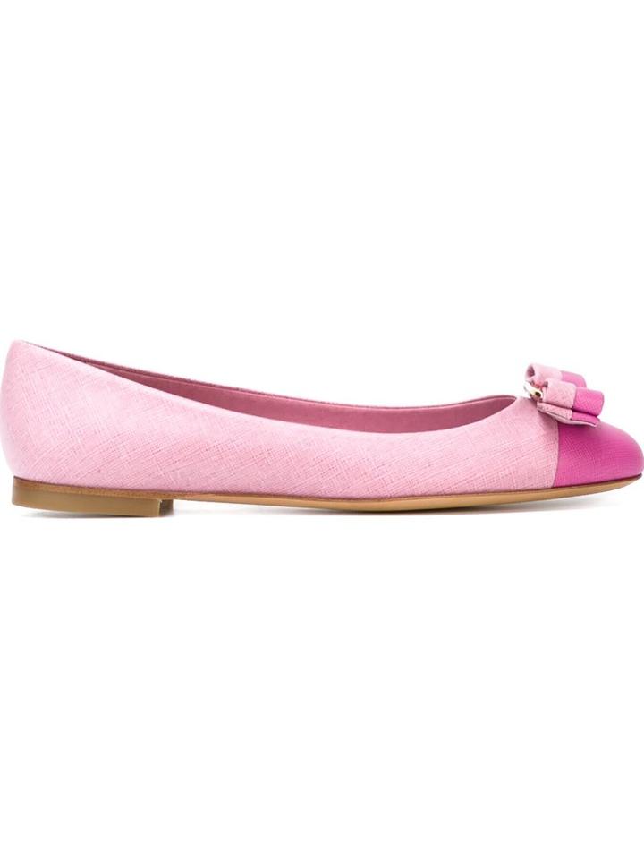 Salvatore Ferragamo Varina Ballerinas, Women's, Size: 9, Pink/purple, Calf Leather/leather/rubber