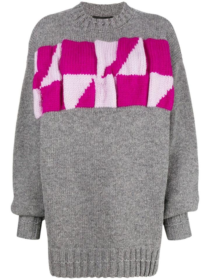 Calvin Klein 205w39nyc Oversized Colour-block Jumper - Grey