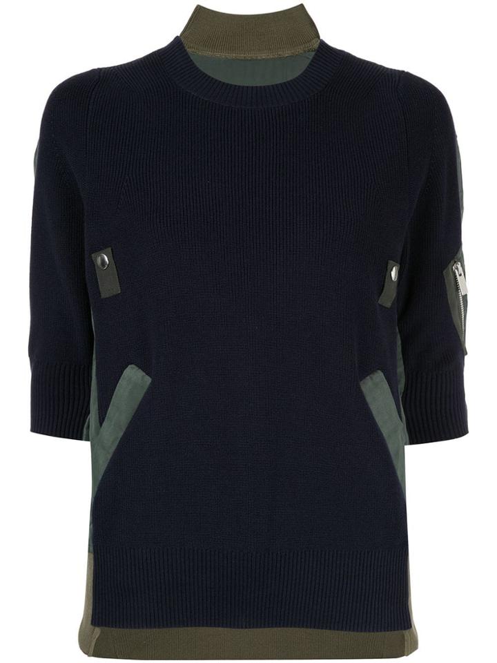 Sacai Contrasting Back Knitted Top - Blue
