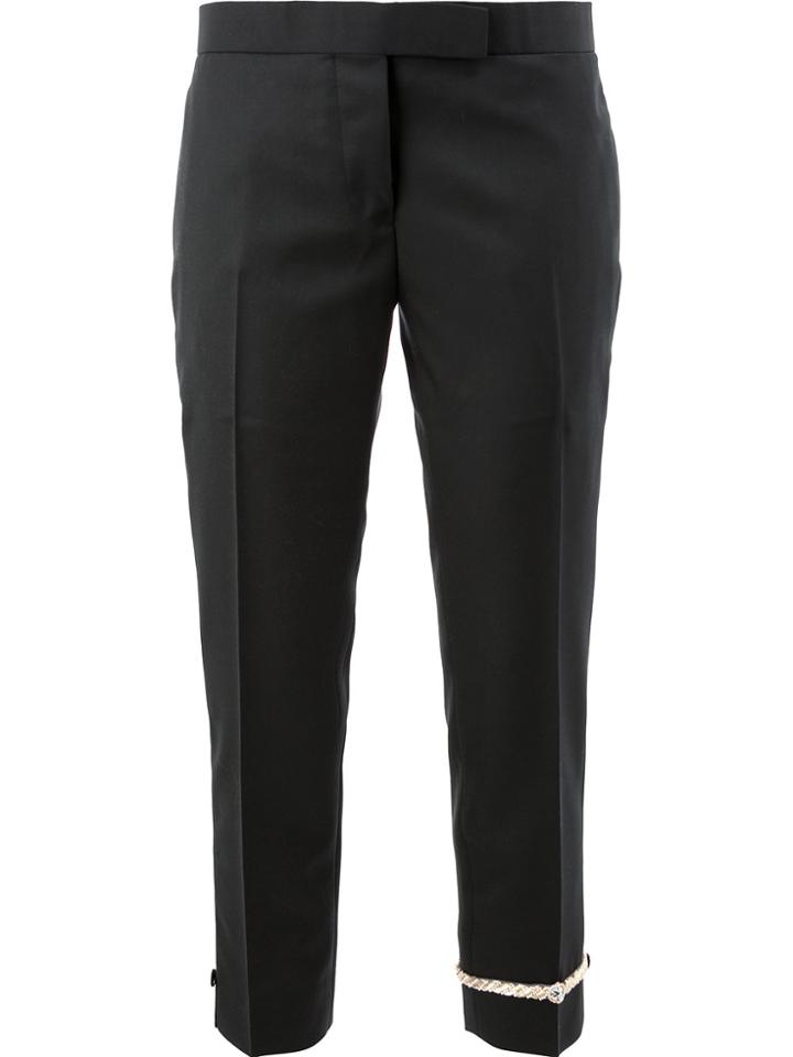 Thom Browne Embroidered Ankle Cropped Trousers - Black