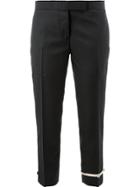 Thom Browne Embroidered Ankle Cropped Trousers - Black
