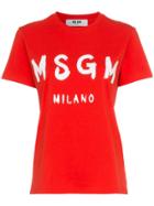 Msgm Logo Print Cotton T-shirt - Red