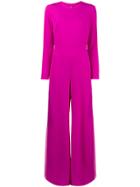 Adam Lippes Wide Leg Long Sleeve Jumpsuit - Pink & Purple