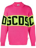 Gcds Contrast Logo Sweater - Pink