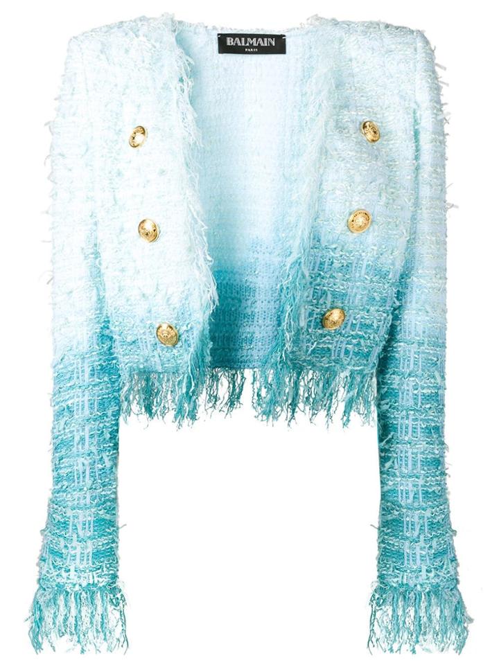 Balmain Tweed Tie Dye Jacket - Blue