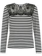 Nk Lace Embellishment Striped Blouse - Black