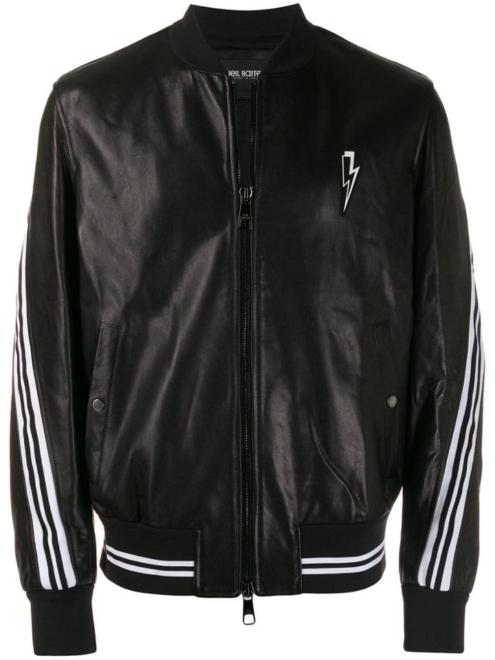 Neil Barrett Lightning Embroidered Bomber Jacket - Black