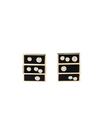 Retrouvai Square Frame Earrings - Black