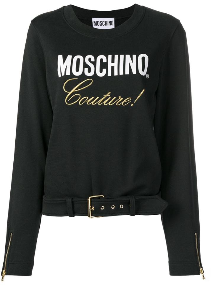 Moschino Logo Print Belted T-shirt - Black