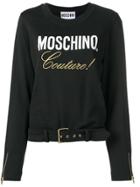 Moschino Logo Print Belted T-shirt - Black