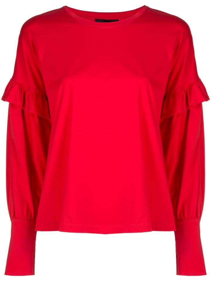 Robert Rodriguez Studio Hanna Ruffled Sleeve Sweatshirt - Red