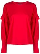 Robert Rodriguez Studio Hanna Ruffled Sleeve Sweatshirt - Red