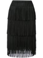 Pleats Please By Issey Miyake - Fringed Pencil Skirt - Women - Polyester - 4, Black, Polyester