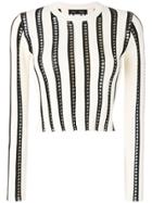 Proenza Schouler Striped Cropped Knit Crewneck - Black