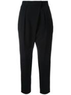 Enföld Drop-crotch Cropped Trousers, Women's, Size: 40, Black, Polyester/polyurethane