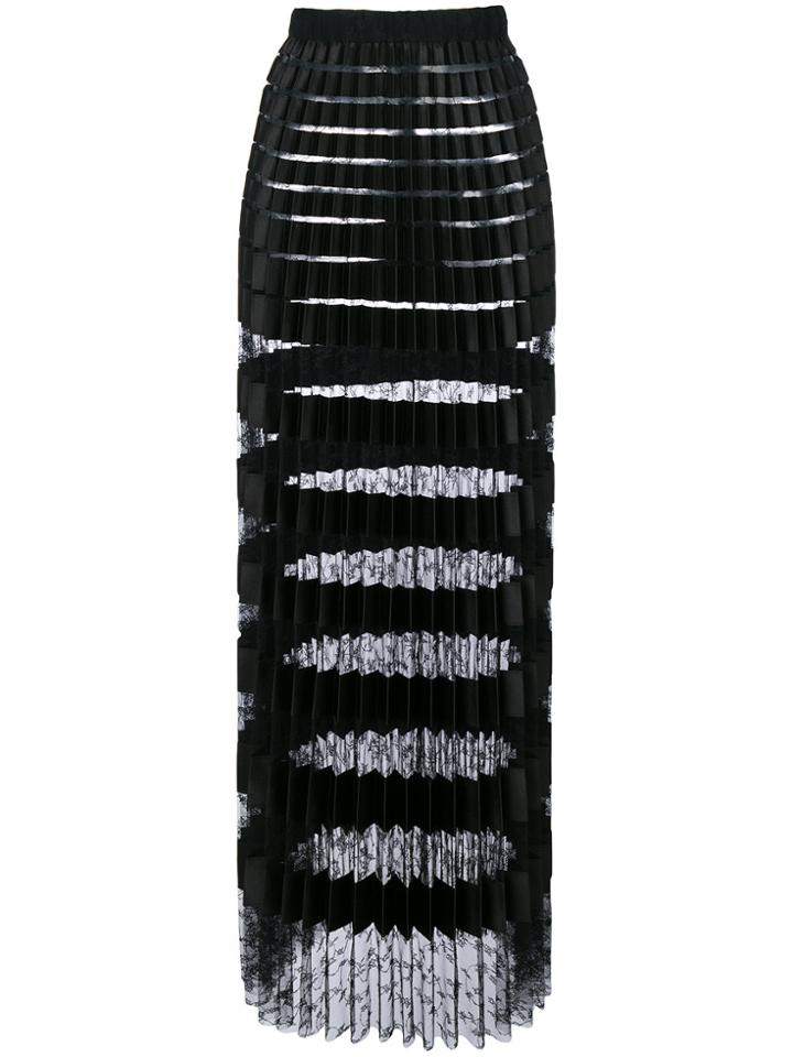 Ermanno Scervino Pleated Sheer Metallic Skirt - Black