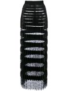 Ermanno Scervino Pleated Sheer Metallic Skirt - Black