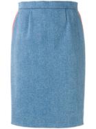 Chanel Vintage Side Stripe Denim Skirt - Blue