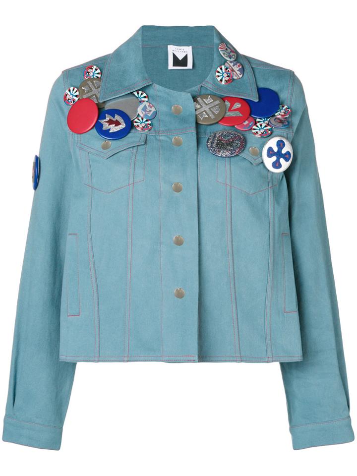 Sadie Williams Denim Jacket With Embroidered Badges - Blue