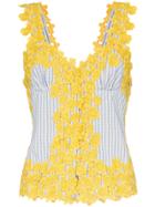 Rosie Assoulin Floral Embroidered Cotton Tank Top - Yellow
