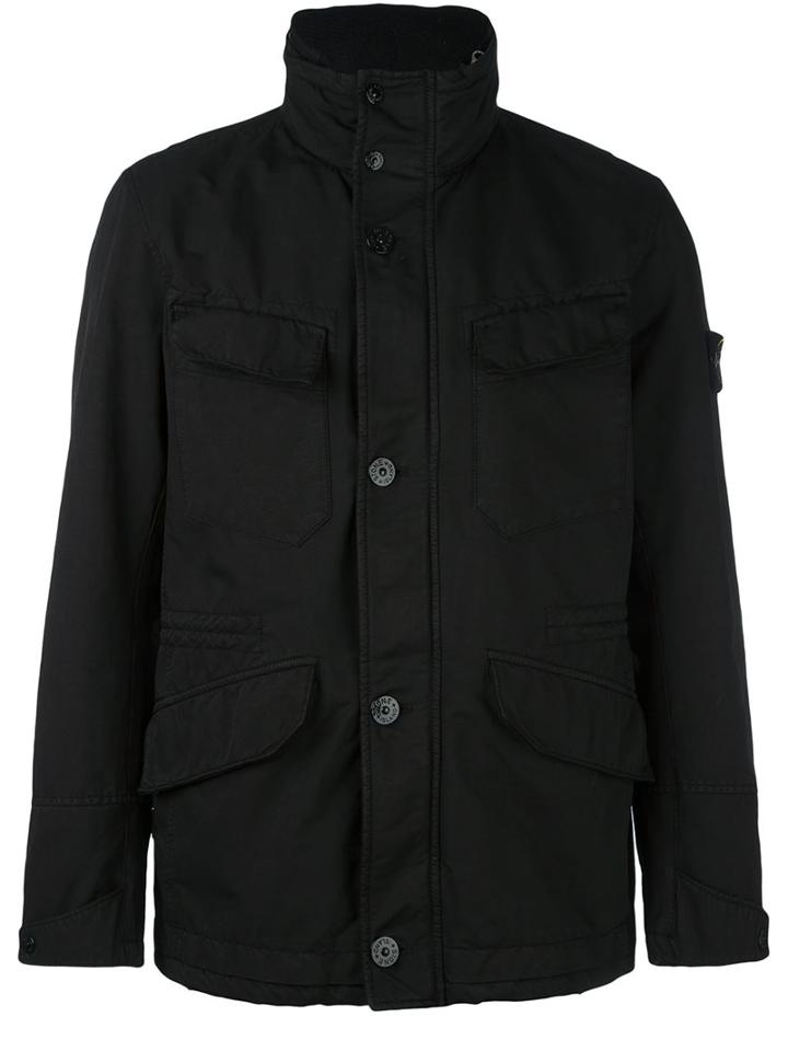 Stone Island Short Coat, Men's, Size: Xl, Black, Polyester/polyamide
