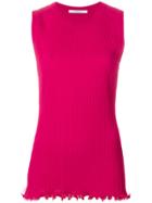 Givenchy Ribbed Ruffle Trim Top - Pink & Purple