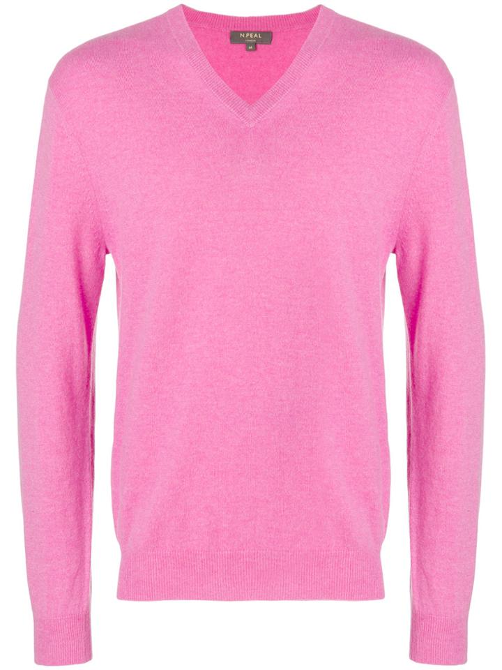 N.peal Burlington 1ply V-neck Sweater - Pink & Purple