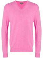 N.peal Burlington 1ply V-neck Sweater - Pink & Purple